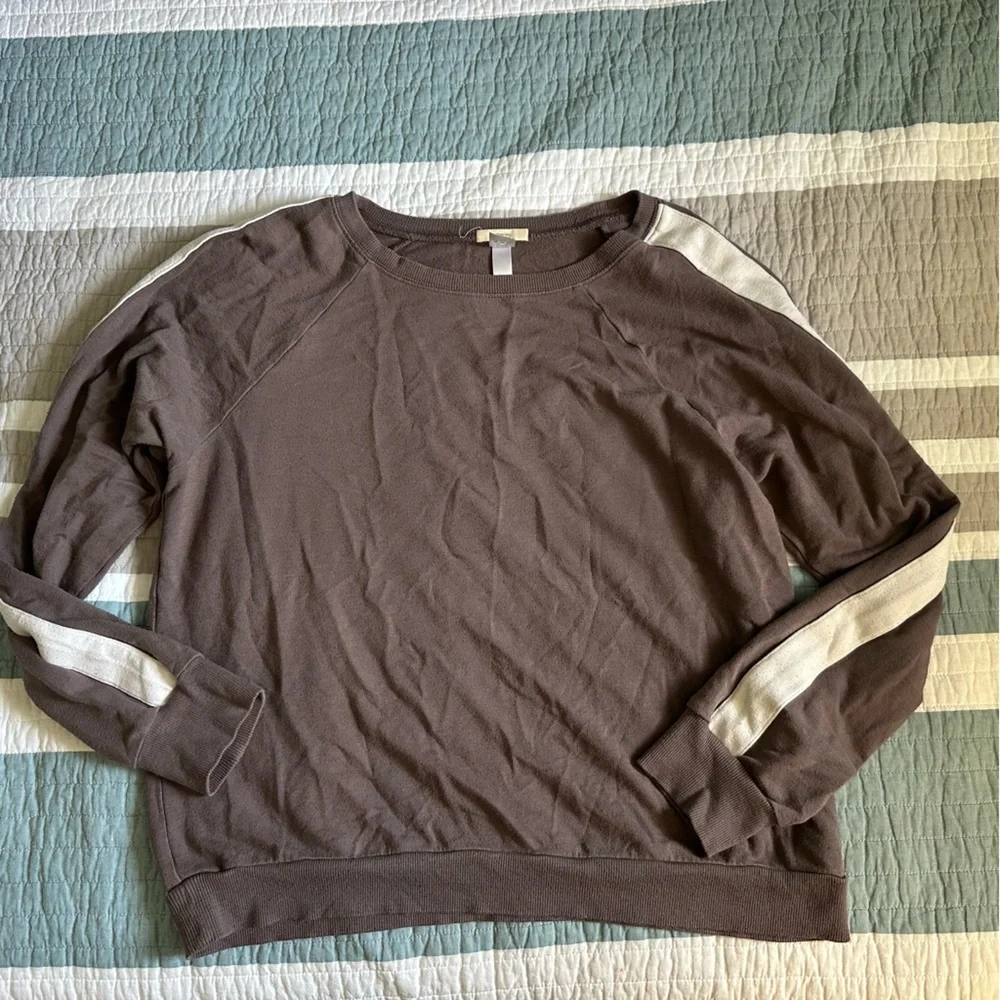 Eberjey Colby Cozy The Ringer Sweatshirt S Pima Modal Rabbit White Taupe